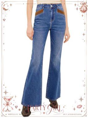 Women's High Rise Flare Bell Bottom Stretch Denim Jeans